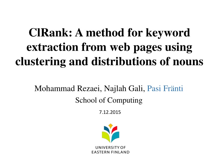 ClRank: A Method for Keyword Extraction Using Clustering and Distributions