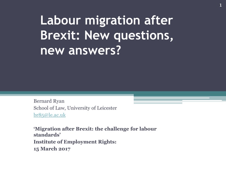 Labour Migration Challenges Post-Brexit