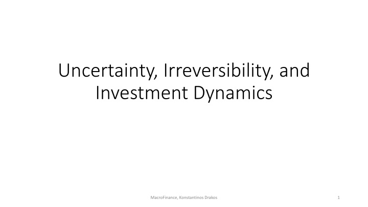 Uncertainty and Investment Dynamics in Macroeconomics