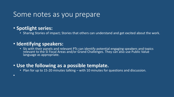 Some notes as you prepare