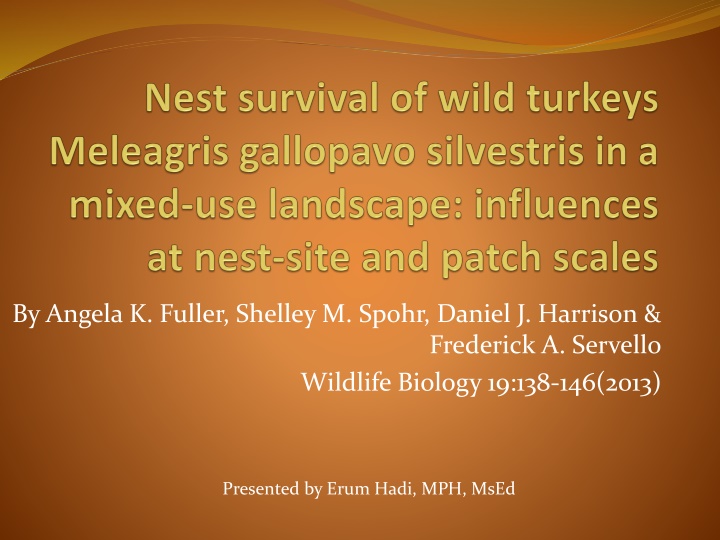 Nesting Site Characteristics Impacting Wild Turkey Population