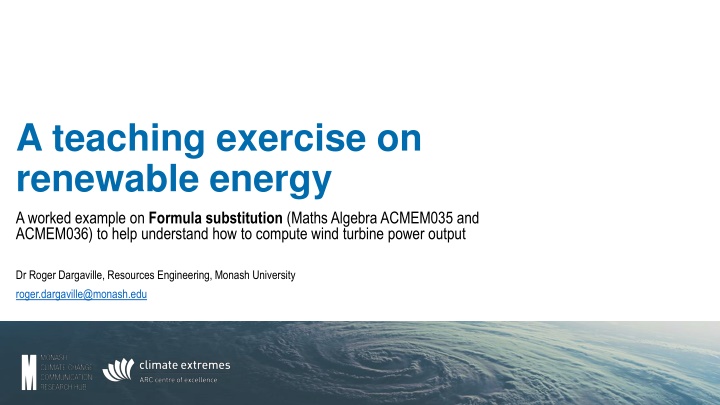 A teaching exercise on  renewable energy