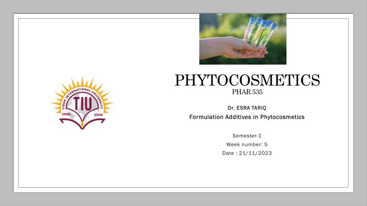 Functions of Surfactants and Thickening Agents in Phytocosmetics