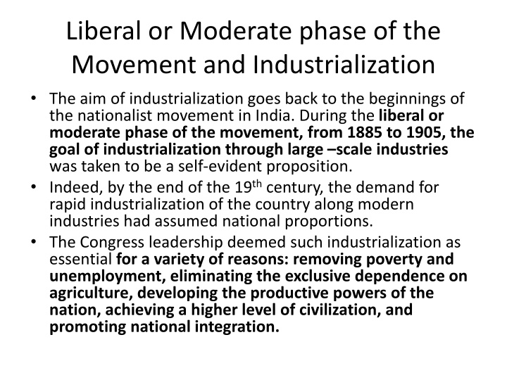 Industrialization in the Nationalist Movement