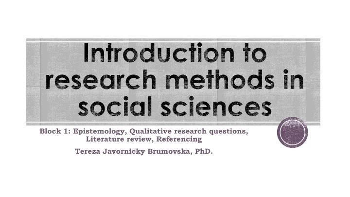 Introduction to Epistemology in Social Sciences: Paradigms and Research Approaches