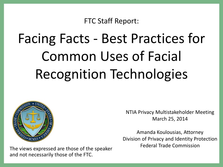 Best Practices for Facial Recognition Technologies