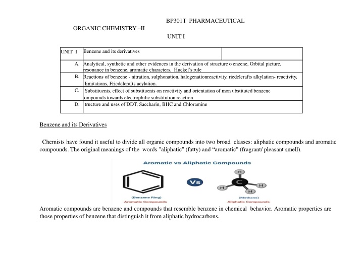 Organic Chemistry II: Benzene and Its Derivatives