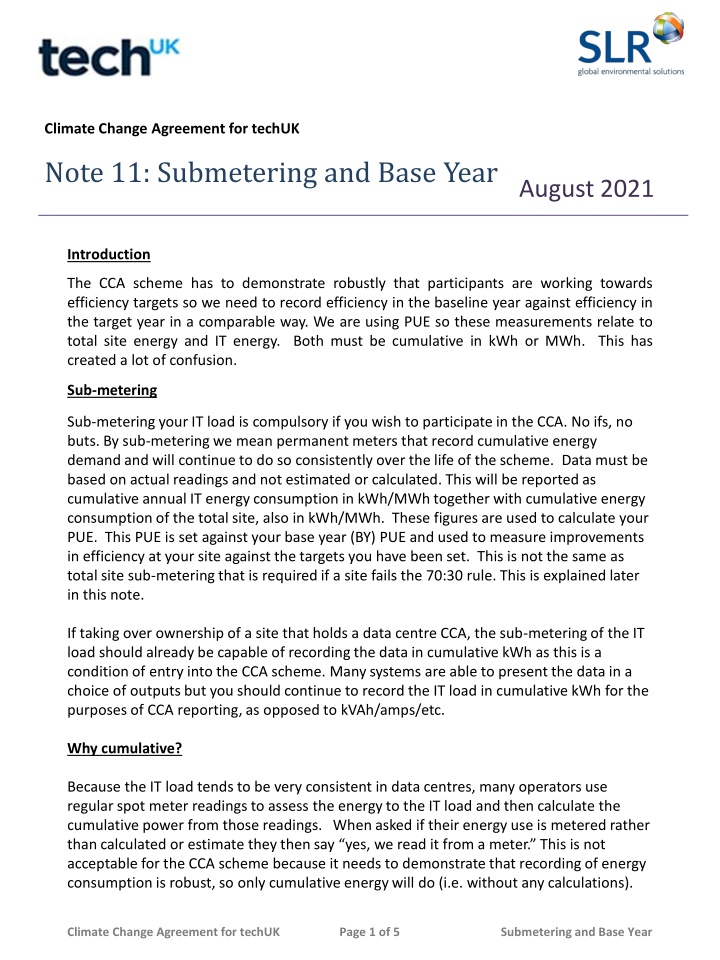 CCA Scheme Efficiency Recording Guidelines