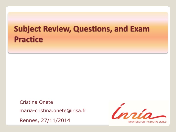 Subject Review, Questions, and Exam Practice