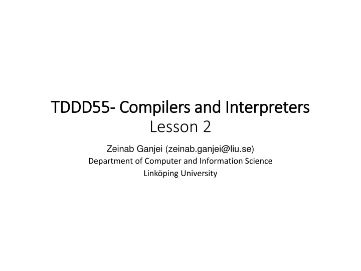 TDDD55 -Compilers and Interpreters