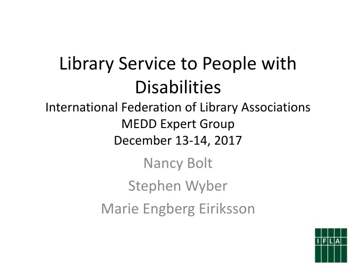 Library Service to People with Disabilities: IFLA's Survey Insights