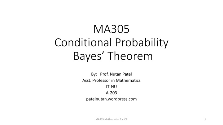 Conditional Probability and Bayes Theorem