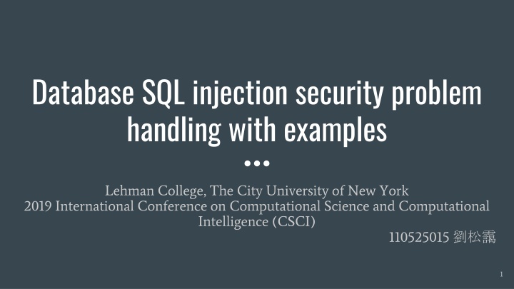 Database SQL injection security problem handling with examples