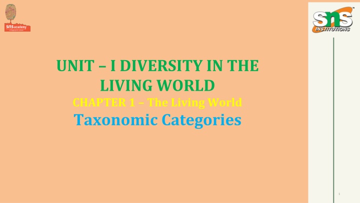 UNIT-1 DIVERSITY IN THE LIVING WORLD