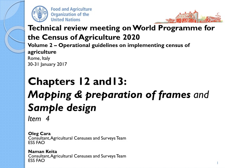 Technical Review Meeting on World Programme for the Census of Agriculture 2020: Mapping and Frames Preparation