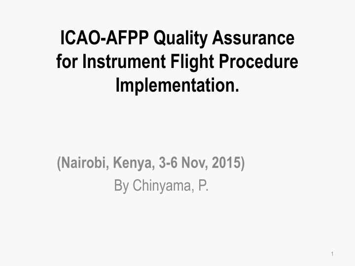 ICAO-AFPP Quality Assurance  for Instrument Flight Procedure  Implementation.
