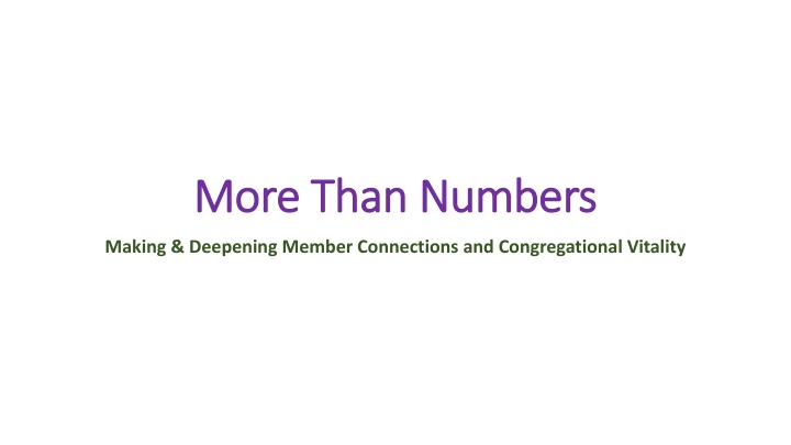 Deepening Member Connections for Congregational Vitality