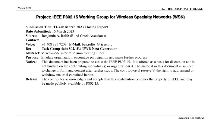 IEEE 802.15 Task Group 4ab - UWB Next Generation Enhancements