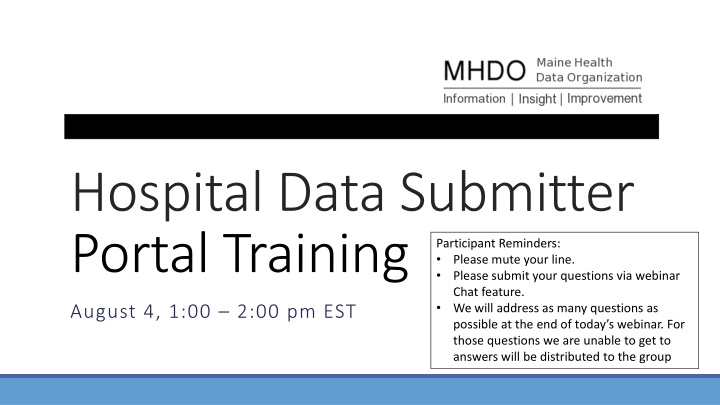 Hospital Data Submitter Portal Training Participant Reminders