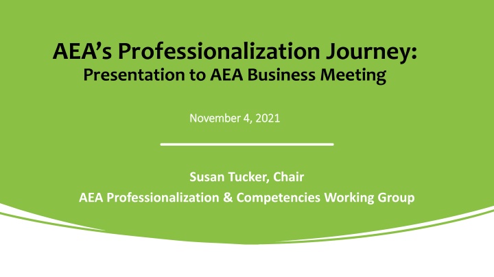 AEA’s Professionalization Journey: Presentation to AEA Business Meeting
