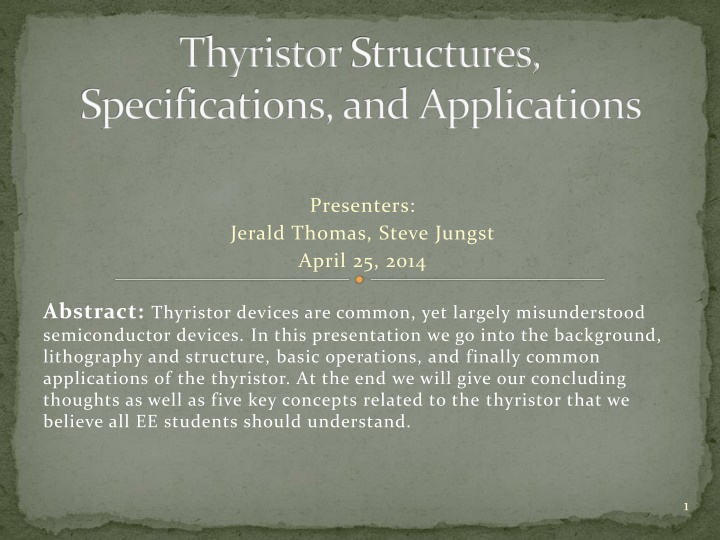 Thyristor: Structures, Specifications & Applications Overview