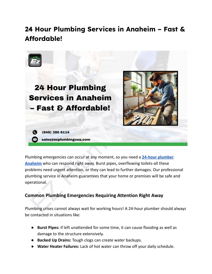 24 hour plumbing services in anaheim fast n.w