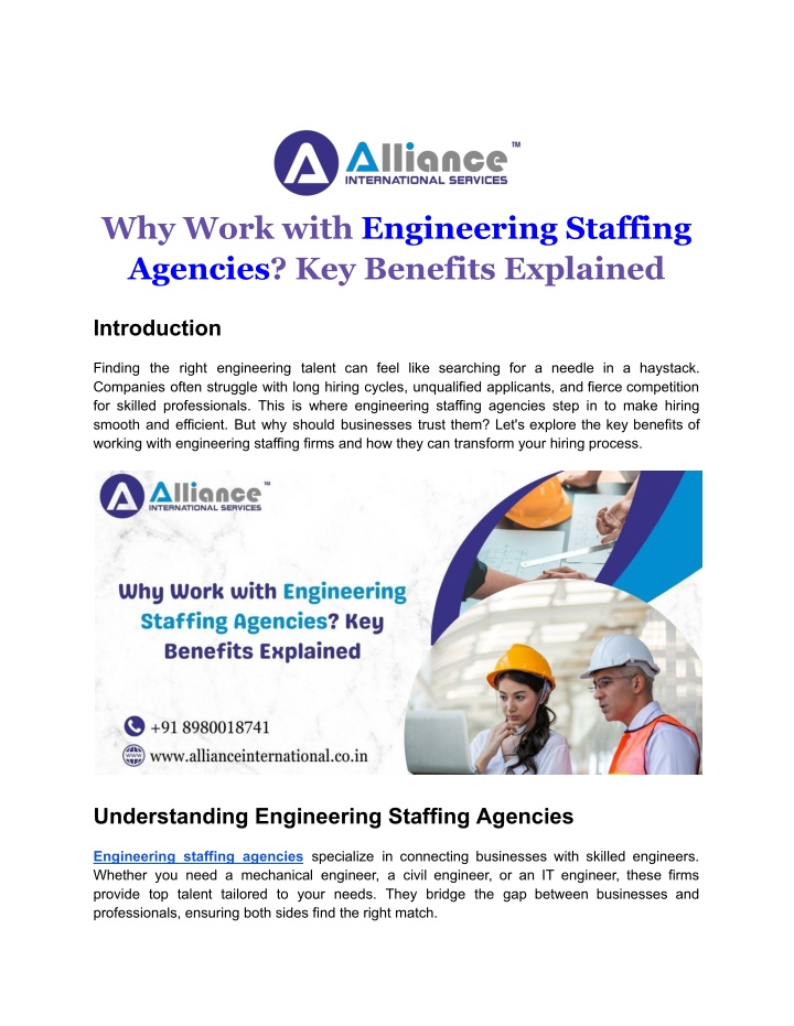 why work with engineering staffing agencies n.w