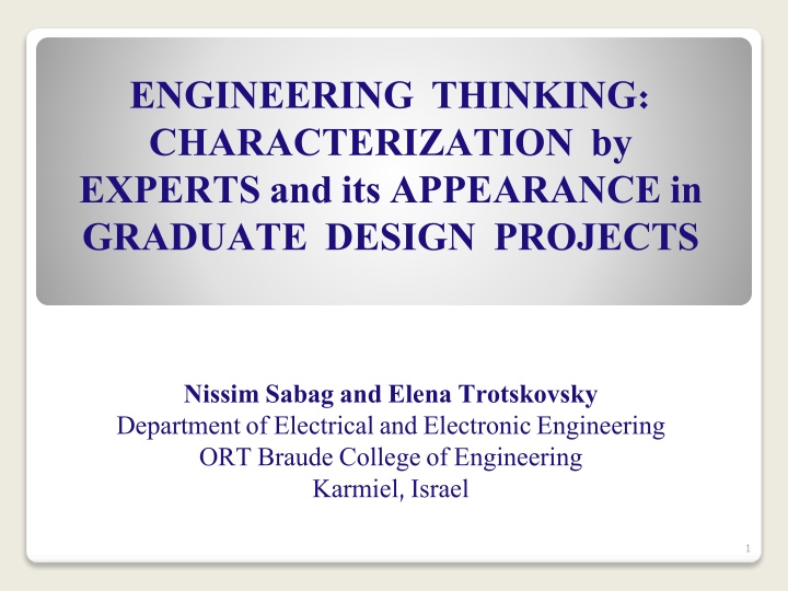 Characterization of Engineering Thinking in Graduate Design Projects