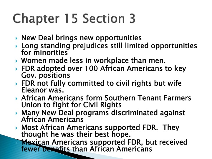 New Deal: Opportunities and Challenges