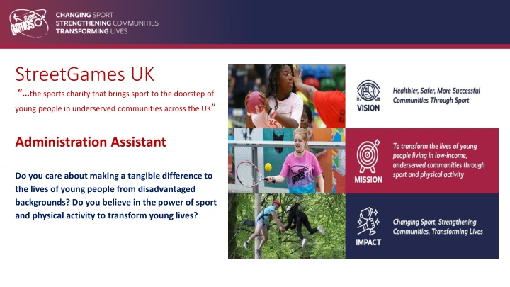 Join StreetGames UK as Administration Assistant