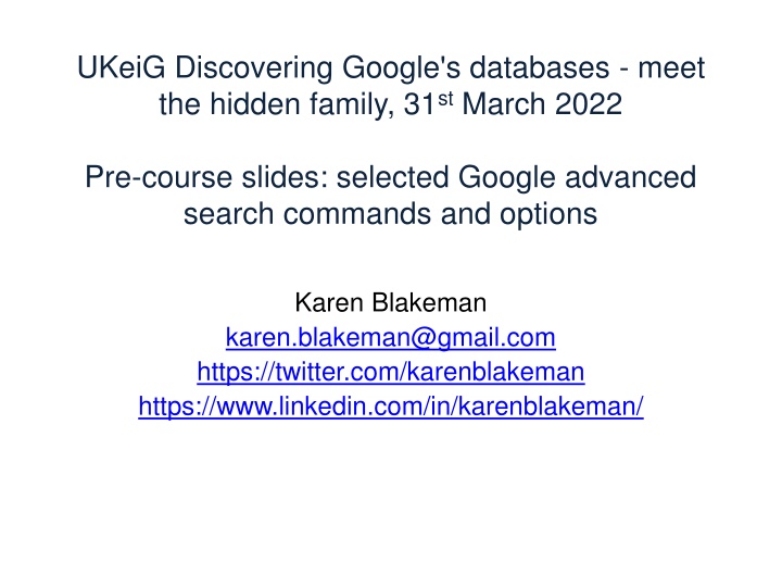 Discovering Google's Databases: A Pre-course Overview