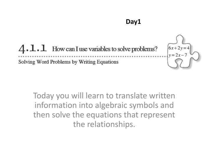 Translating Written Information into Algebraic Symbols and Solving Equations