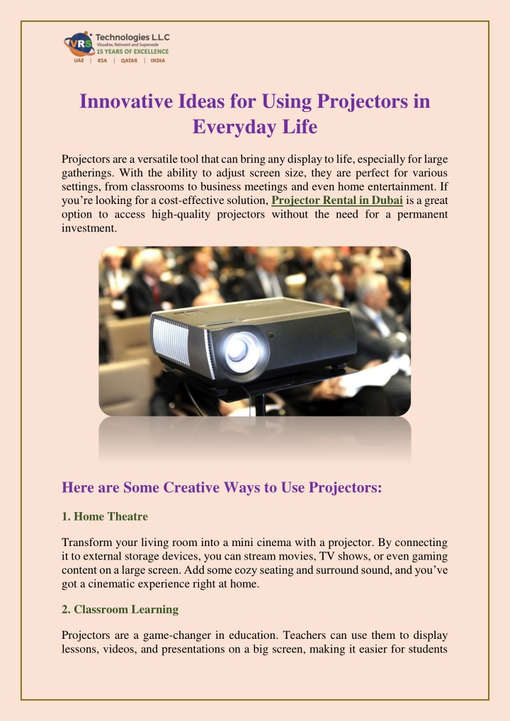innovative ideas for using projectors in everyday n.w