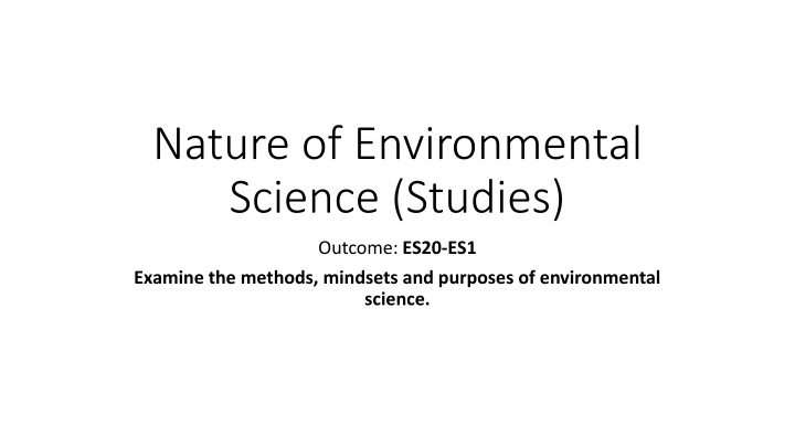 Nature of Environmental Science (Studies)
