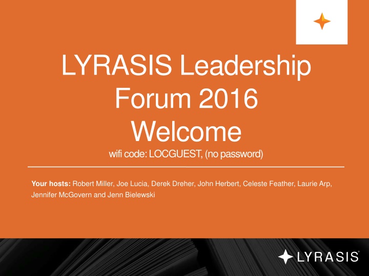 LYRASIS Leadership Forum 2016: Welcome and eResources