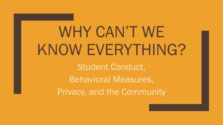 Student Conduct and Behavioral Measures