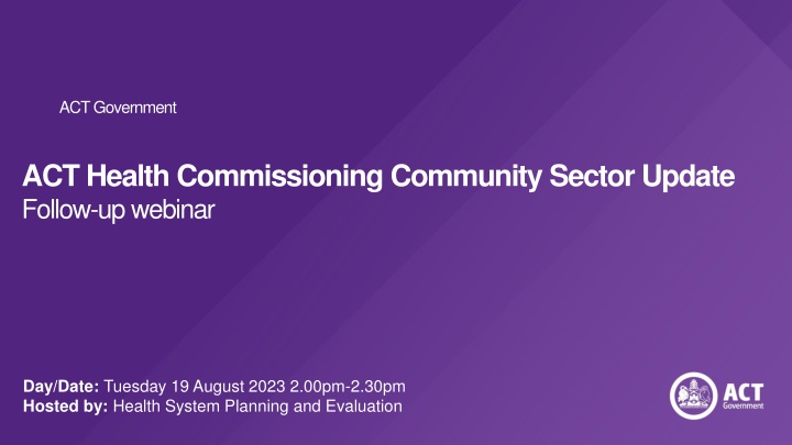 ACT Health Commissioning Community Sector Update