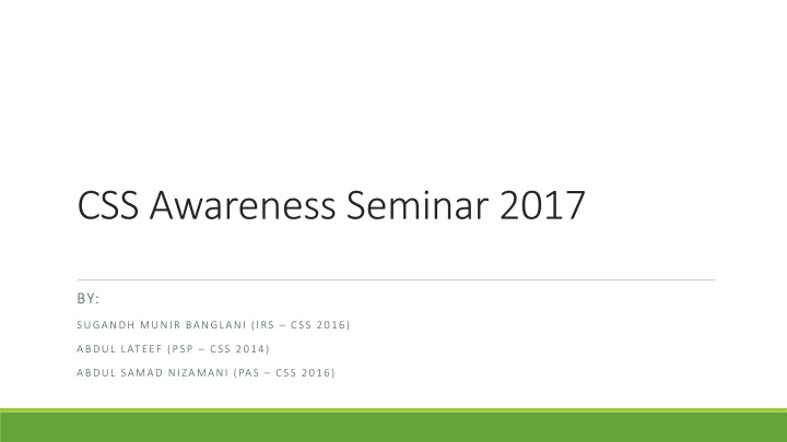 CSS Awareness Seminar 2017