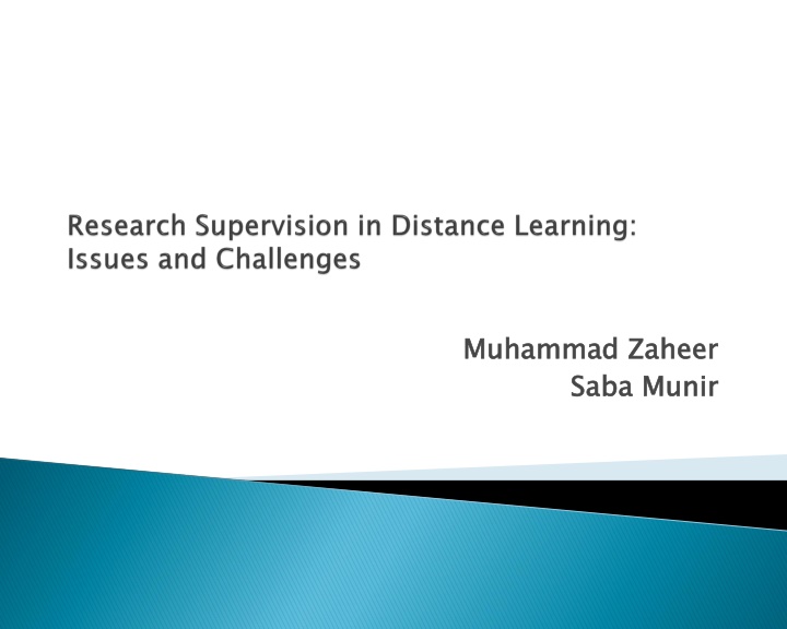Challenges in Research Supervision for Distance Education