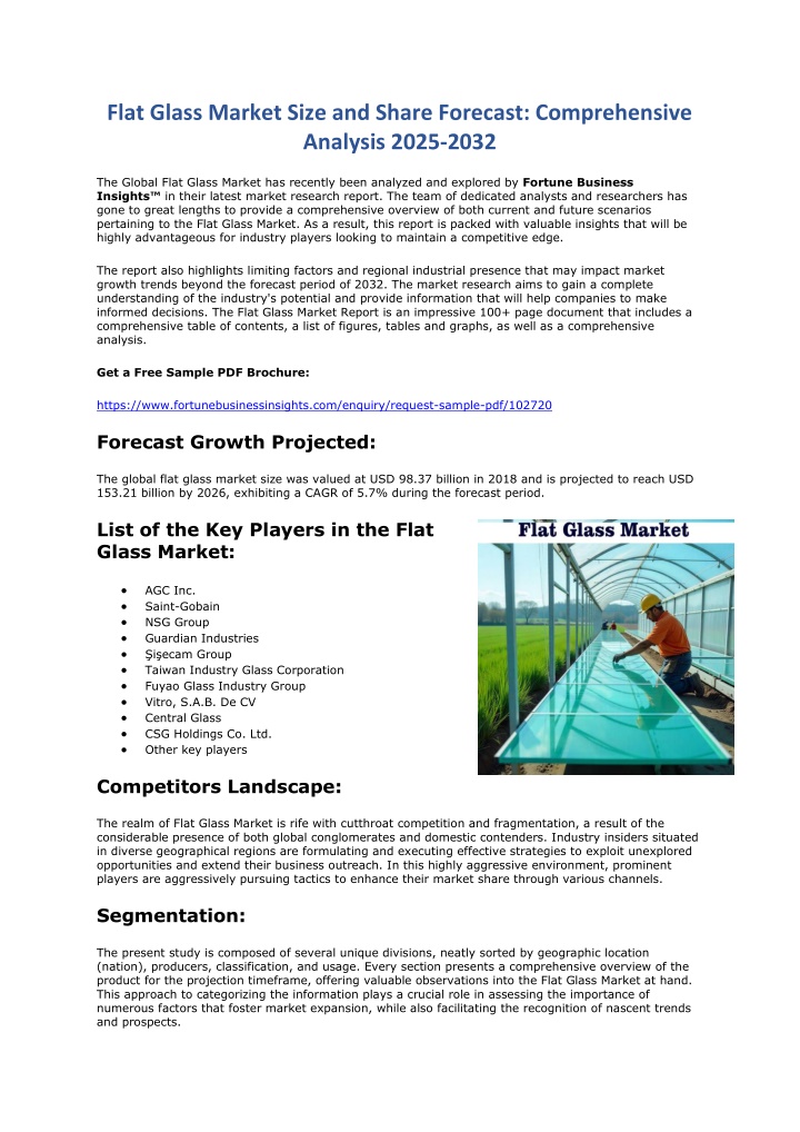 flat glass market size and share forecast n.w
