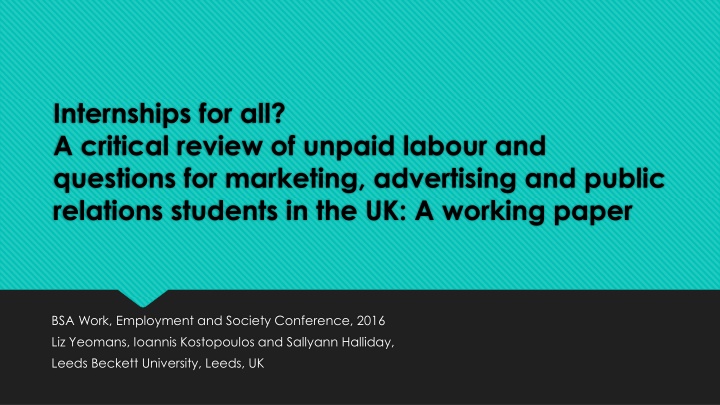 Unpaid Labour in Marketing, Advertising, and PR Degrees