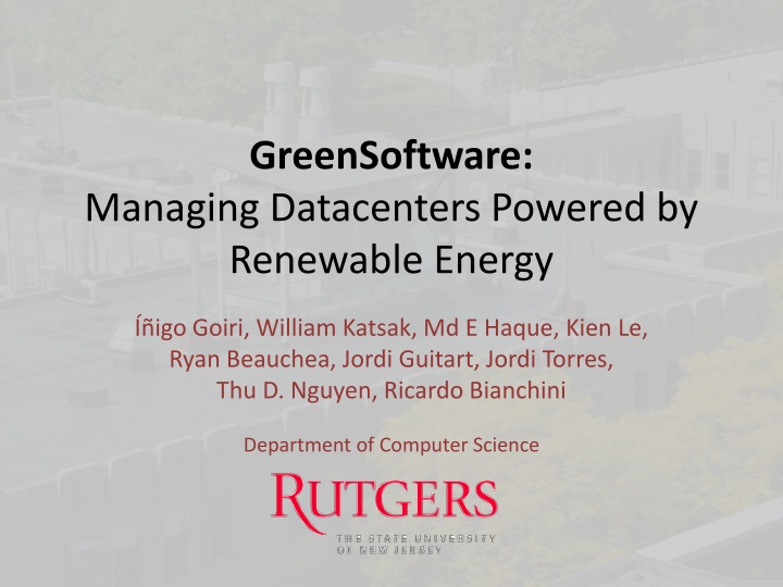 Green Software for Renewable Energy-Powered Datacenters