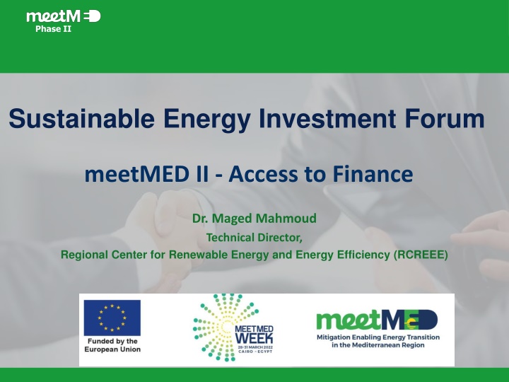 Sustainable Energy Investment Forum - Access to Finance