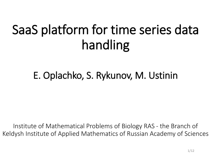 SaaS Platform for Time Series Data Handling