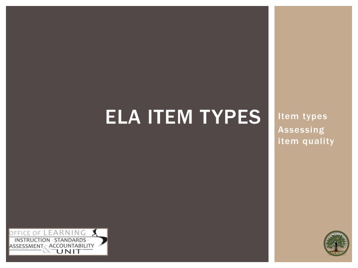 ELA ITEM TYPES