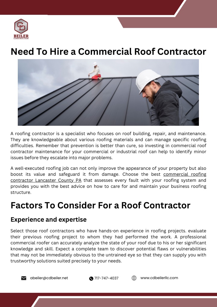 need to hire a commercial roof contractor n.w