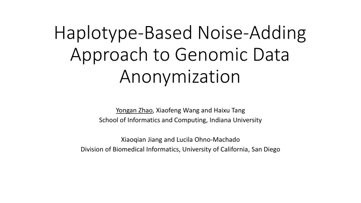 Haplotype-Based Noise-Adding Approach to Genomic Data Anonymization