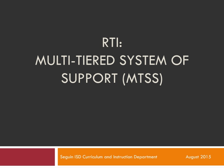 Multi-Tiered System of Support in Education