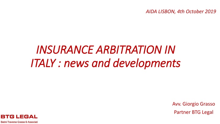 Insurance Arbitration Developments in Italy and Europe