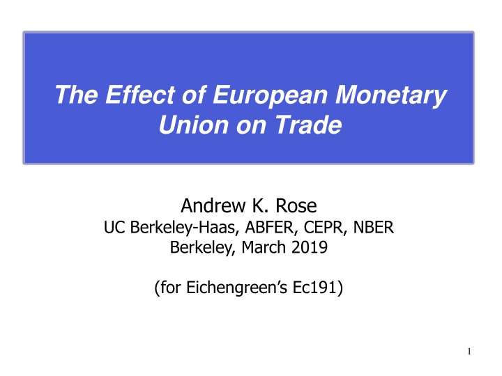 The Effect of European Monetary Union on Trade Analysis